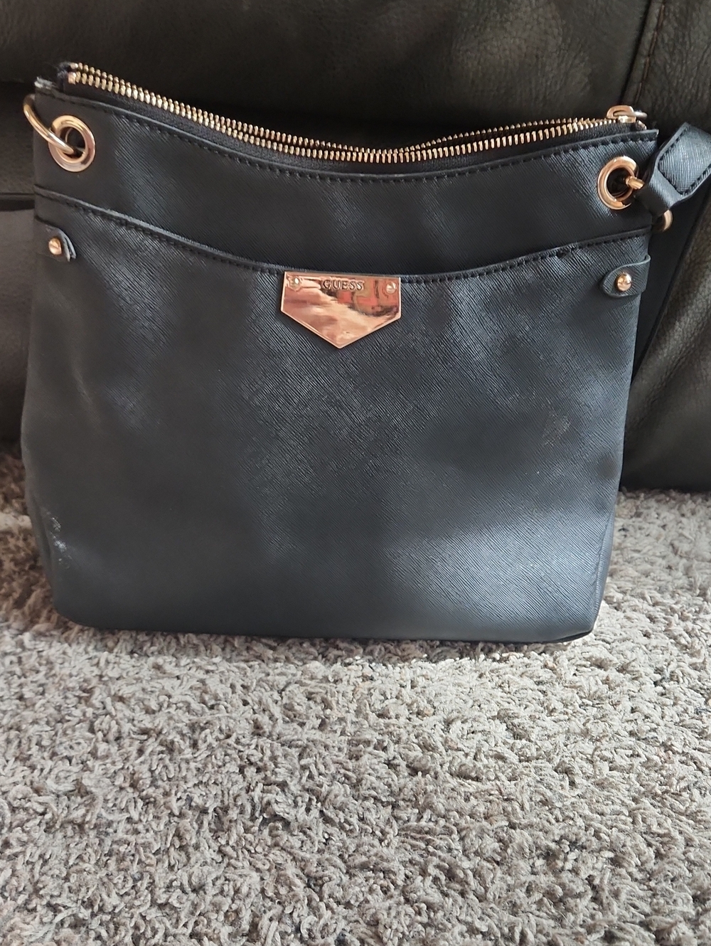 Guess Black Crossbody with Rose Gold Hardware